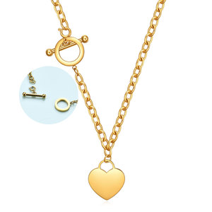 Collar con colgante de corazón de acero inoxidable con cierre de palanca para mujer, regalo, uso diario, opciones de color oro, oro rosa y plata. - Product Image 3