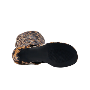 Модные полусапожки до колена с открытым носком, на каблуке с леопардовым принтом и стразами для лета и весны - Product Image 6