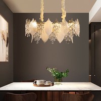 Luminaire français de luxe en feuille de verre doré Suspension d'éclairage Led Décoratif Lustre moderne