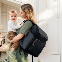 Sac à dos en cuir microfibre personnalisé de qualité supérieure pour bébé sac à dos pour couches de maman sac à dos avec sangles de poussette