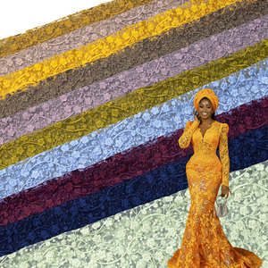 Оптовая продажа: Модная ткань для одежды — вышитое кружево, сетка из молочного шелка, тюль, французское кружево для женской одежды - Product Image 1