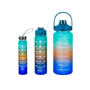 HY7 <span class=keywords><strong>3</strong></span> en 1 bouteille d'eau motivationnelle Trio bouteille d'eau en plastique dégradé noir ensemble de <span class=keywords><strong>3</strong></span> bouteilles de boisson de sport avec marqueur de temps - Product Image 4