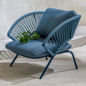 Mobilier d'extérieur au design moderne Foshan Chaises de <span class=keywords><strong>jardin</strong></span> bleu royal avec cadre en aluminium et corde à tricoter de <span class=keywords><strong>luxe</strong></span> pour villa - Product Image 1