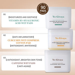 Индивидуальные корейские ватные диски для ухода за кожей лица с куркумой, витамином B5, гиалуроновой кислотой, кофеином и отбеливающим тонером - Product Image 2