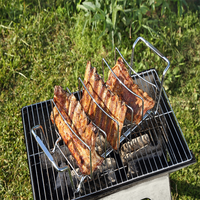 Support de cuisson en fer chromé pour barbecue extérieur, support à côtes et plateau pour cuisine extérieure, accessoires de barbecue, compatible OEM
