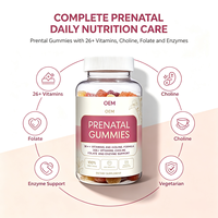 Gummies prénatales avec 26 vitamines, choline, folate, soutien enzymatique, 100 % végétarien, sans OGM