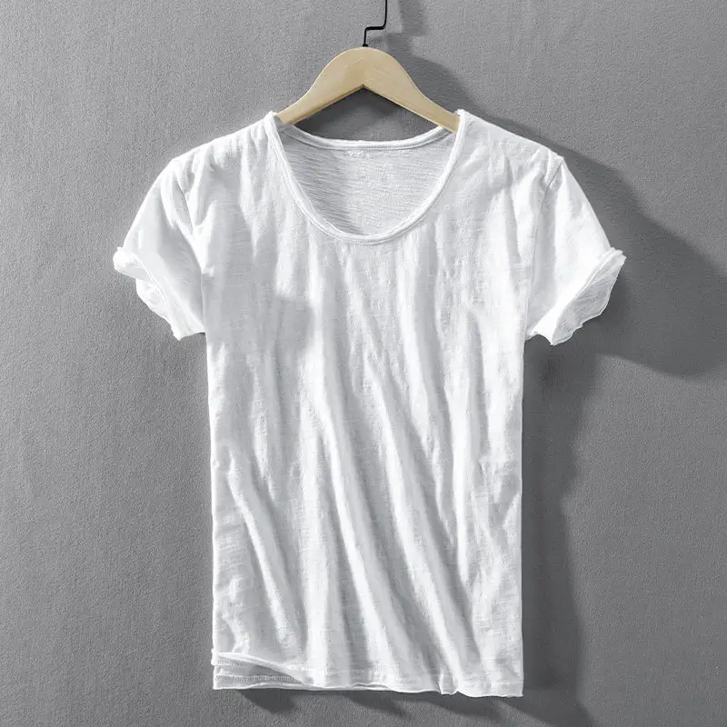 Camisetas de cáñamo orgánico para hombre, ropa ecológica personalizada, OEM, 100%