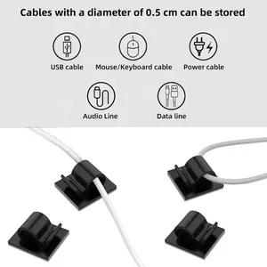 24ชิ้นสายซิลิโคนสีดำตะขอตารางสำหรับหูฟังและหูฟังสายจัดการสายเคเบิลแพ็ค - Product Image 3