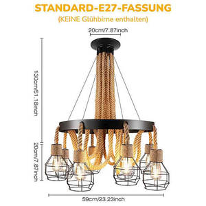 Suspension Lampe Industrielle Vintage Mariages Corde De Chanvre Suspendue Lustre Plante Moderne - Product Image 4