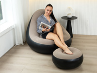 Canapé gonflable design moderne en PVC pliable pouf inclinable avec dossier de lit gonflable et rangement pour pompe à pied portable et floqué