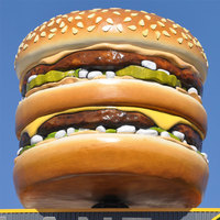 Sculpture de hamburger géant en résine décorative, taille réelle, statue de hamburger en fibre de verre