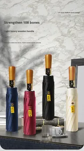 <span class=keywords><strong>Parapluie</strong></span> coupe-vent robuste pour hommes, <span class=keywords><strong>parapluie</strong></span> automatique compact, manche en bois véritable <span class=keywords><strong>avec</strong></span> emballage cadeau, logo personnalisé - Product Image 4