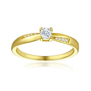 Anillo de Compromiso de Plata de Ley 925 al por Mayor, Chapado en Oro de 14k y 18k, con Circonita, Estilo Clásico, para Aniversarios, Bodas y Fiestas - Product Image 1