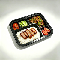 Boîtes à emporter en gros de grande taille, de qualité alimentaire, à 5 compartiments, contenants alimentaires jetables, sans BPA, en plastique PS, boîtes à lunch bento avec couvercle