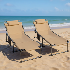 Sedia a Sdraio Pieghevole da Spiaggia in Tessuto Oxford di Poliestere con Telaio in Metallo, Arredo da Esterno Stile Contemporaneo, Design Pieghevole - Product Image 2