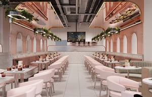 Ensembles de mobilier de restaurant populaires avec éclairage LED, vitrine en bois pour la présentation de la nourriture, pour la décoration intérieure - Product Image 3