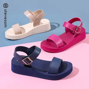 2022 Purecolor Wedge Sandals For Women And Ladies Summer New Style Beach Shoes Slippers Sandals