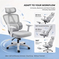 Chaise de bureau ergonomique moderne en maille avec base en alliage d'aluminium, appui-tête réglable, support lombaire et repose-pieds rétractable – Personnalisable