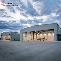 Hangar de avión con marco de acero ligero prefabricado moderno, hangar de acero, sala de almacenamiento, diseño de edificio