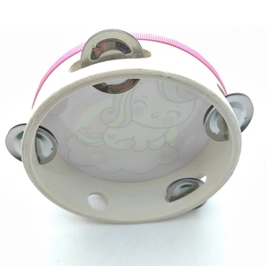 Wholesale Pink Unicorn Cartoon Tambourine Single Row Stainless Steel Jingles Drumhead Orff Percussion Instrument For Kids - Product Image 4