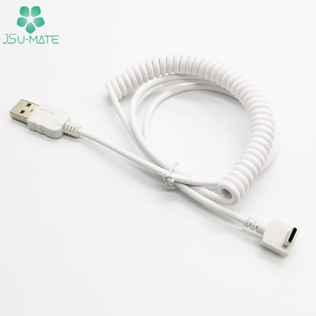 Coil Spiral Telephone USB Type C Charging Cable PU/TPU Up/Down Angle USB a Male to USB C PU Spiral Cable