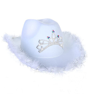 Chapeau de cowboy rose avec diadème - TAILLE ENFANT/ADULTE, Chapeau de cowboy en feutre rose pour costume western, jeux de rôle de cowgirl - Product Image 4