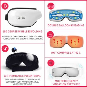 Smart Augen massage Instrument Vibration Augen pflege Massage gerät Airbag Komprimieren Bluetooth Musik <span class=keywords><strong>Eye</strong></span> Relax Müdigkeit Massage Schlaf maske - Product Image 5