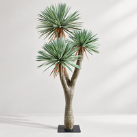 Arbre artificiel Yucca à 3 têtes, plante artificielle Dracaena Draco, tronc réaliste pour la décoration intérieure commerciale