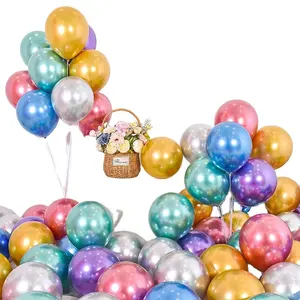 100 pièces 5 pouces ballons en Latex métallique chromé or argent ballons ronds en métal fête d'anniversaire gonfler Chrome Globos décor de mariage