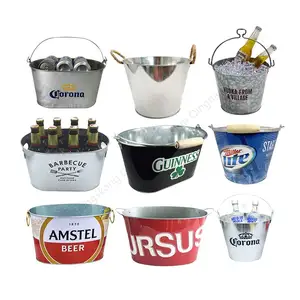 Custom Promotional Cola Design Metal Tin 5 L 8 L 10 L 12 L 20 L Oval Metal Tin Ice Bucket Beer Can Cooler