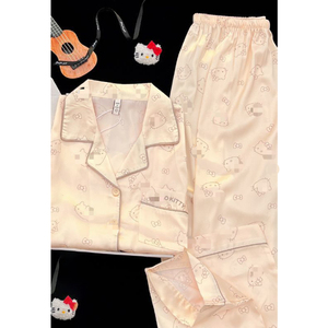 <span class=keywords><strong>Pigiama</strong></span> Estivo da <span class=keywords><strong>Donna</strong></span> - Set in Seta Ghiaccio a Maniche Lunghe <span class=keywords><strong>con</strong></span> Stampa Cartoon KT - Product Image 2
