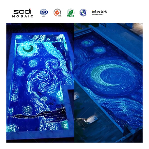 Gạch gốm huỳnh quang màu xanh đậm hiện đại tùy chỉnh phong cách hồ bơi loạt thủy tinh phát sáng sàn gạch khảm - Product Image 4