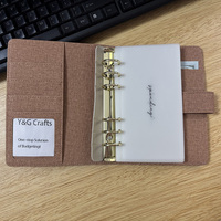 Y&G Couverture de planificateur en PU durable à motif lin de luxe, A6, avec grand anneau doré de 30 mm, nouveau classeur économique pour système d'épargne par enveloppes de trésorerie