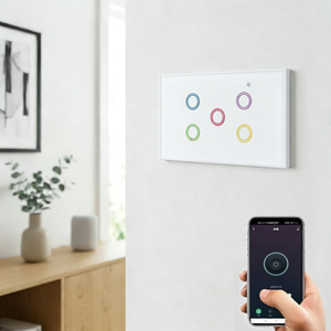 Interruptor Inteligente WiFi de Pared de 5 Canales, Compatible con la Aplicación Tuya, Control Remoto Inalámbrico, Cinco Interruptores, Compatible con <span class=keywords><strong>Alexa</strong></span> <span class=keywords><strong>Echo</strong></span> y el Asistente de Google - Product Image 1