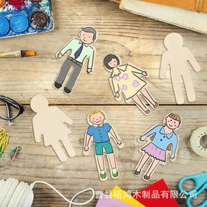 <b>Wooden</b> Boy And Girl Shape Diy Craft Unfinished Blank Person <b>Slice</b> For Party Dress Graffiti Sign 30x21x3.5cm - Product Image 3