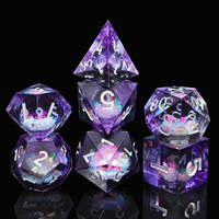 Ensemble de dés RPG faits à la main, effet Nébuleuse Aurore, bords nettoyés, sans bulles, noyau liquide, sphères D4 D12, polyédriques, dés en résine pour D&D