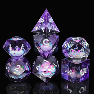 Ensemble de dé<span class=keywords><strong>s</strong></span> RPG faits à la main, effet Nébuleuse Aurore, bords nettoyé<span class=keywords><strong>s</strong></span>, sans bulles, noyau liquide, sphères D4 D12, polyédriques, dé<span class=keywords><strong>s</strong></span> en résine pour D&D - Product Image 2