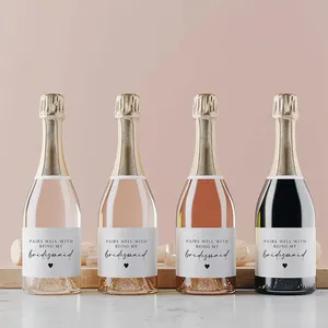 Autocollants personnalisés pour bouteilles de vin – Demande de demoiselle d'honneur – Mini étiquettes personnalisées pour mariage, fête nuptiale, cadeau pour demoiselle d'honneur - Product Image 2