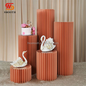 SMOOTH Precio de fábrica: Plintos redondos romanos de papel plegable con diseño de panal de abeja y forma cilíndrica, para exhibición de postres y decoración de bodas y fiestas - Product Image 3