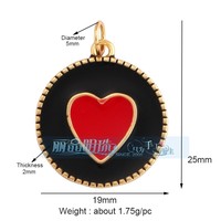 Vente en gros DIY Bracelet Collier Bijoux Cuivre Plaqué Or Accessoires Gouttes d'huile multicolores Géométrique Cercle Coeur Pendentif