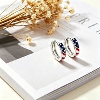 Boucles d'oreilles tendance transfrontalières en fer colorées, thème drapeau américain, trois couleurs, unisexe, mode européenne et américaine