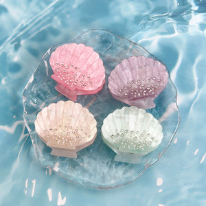 Pinza de Pelo con Concha Marina de Cristal, Perla y Diamantes de Imitación, Hecha a Mano para Niñas, Accesorio Brillante de Verano - Product Image 2