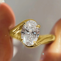 Bague de fiançailles personnalisée en or 14 carats plaqué or, moissanite ovale 4,5 carats, certificat VVS D GRA, pour homme et femme, nom personnalisé, bijoux fins