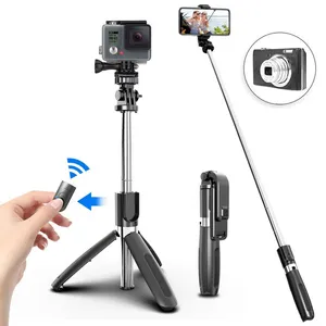 Toptan uzatılabilir özçekim sopa Tripod L02 Smartphone için Mini taşınabilir 360 rotasyon kablosuz uzaktan kumanda ile