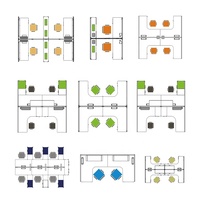 Ensemble de bureaux modulaires avec écran d'absorption acoustique, poste de travail cloisonné pour équipe professionnelle