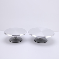 En gros, Plateau tournant à gâteau rond en alliage d'aluminium argenté de 10, 12 et 14 pouces, support de décoration de gâteaux, ensemble d'outils de pâtisserie