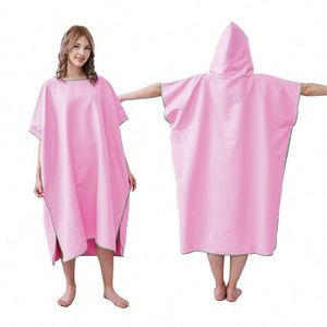 Serviette de plage à séchage rapide avec capuche, logo personnalisé, sans sable, en microfibre, poncho à capuche pour adultes et enfants - Product Image 1
