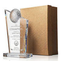 Trophée de golf personnalisé en cristal – Gravure sur mesure pour le gagnant du coup de golf parfait – Récompense professionnelle pour les tournois de club