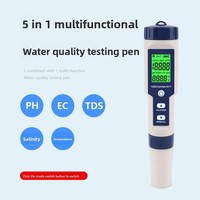 Stylo de test de qualité de l'eau 5 en 1, TDS/EC/PH, mesureur de salinité, haute précision, laboratoire, aquaculture, testeur d'eau potable