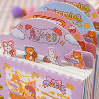 Carnet spirale mignon Depai A7-201, motif dessin animé, mini-journal kawaii avec onglets découpés, 80 feuilles lignées, reliure Wire-o, cadeau pour enfants et étudiants